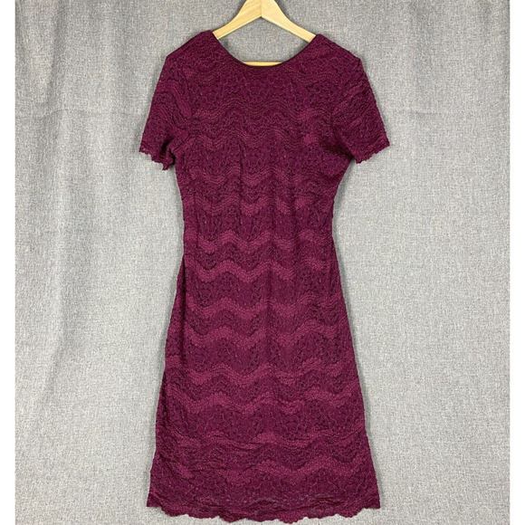 Vintage 90s Filigree Ltd Collection Burgundy Lace Overlay Dress Formal Wedding - Picture 4 of 10
